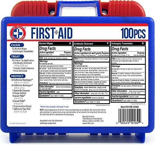 Be Smart Get Prepared 10HBC01082 100Piece First Aid Kit, Clean
